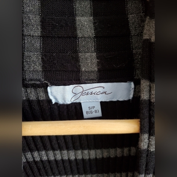 jessica black and grey ribbed cardigan. womens small (6-8) EUC - Picture 2 of 8